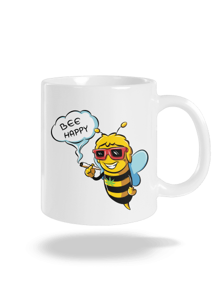 Bee happy hagyományos bögre White