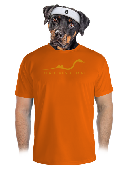 Találd meg a cicát férfi sportpóló Neon Orange