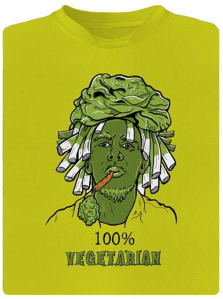 100% vegetáriánus férfi sportpóló Neon Yellow