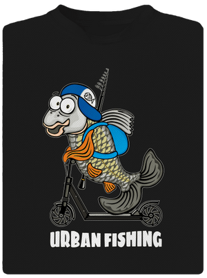 Urban fishing férfi sportpóló Black