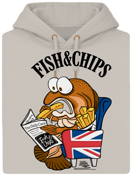 Fish and chips unisex prémium pulóver Pastel Macchiato