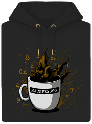 Hackpresso  unisex prémium pulóver Dark Black