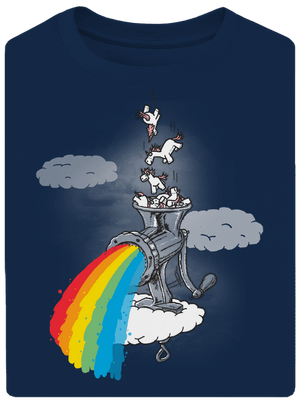 Hogyan készül a szivárvány unisex túlméretezett póló Midnight Blue