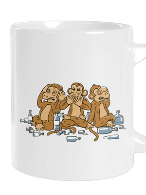 Majom trió nagy bögre White