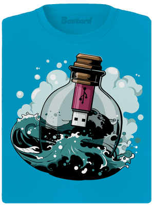 USB üzenet egy üvegben női sportpóló Blue Atol