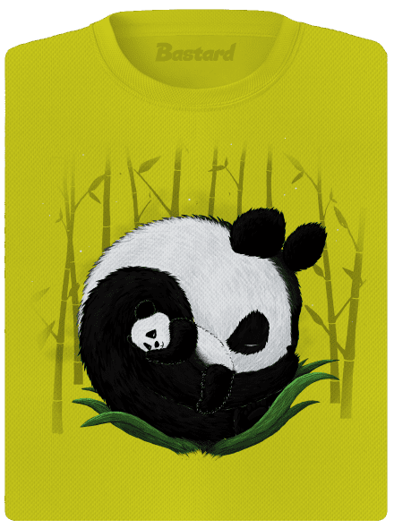 Két alvó panda női sportpóló Neon Yellow