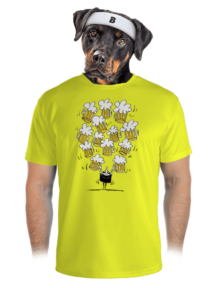 Boldog sörivó férfi sportpóló Neon Yellow
