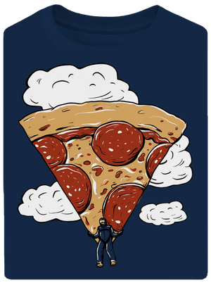 Pizza ejtőernyős unisex túlméretezett póló Midnight Blue