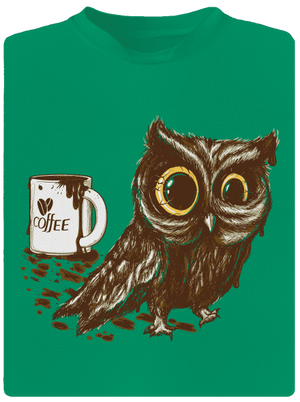 Koffeinfüggő bagoly gyerek sport póló Kelly Green Mal