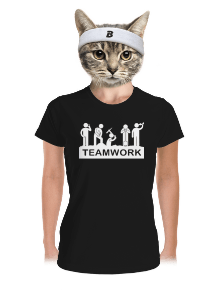 Csapatmunka női sportpóló Black