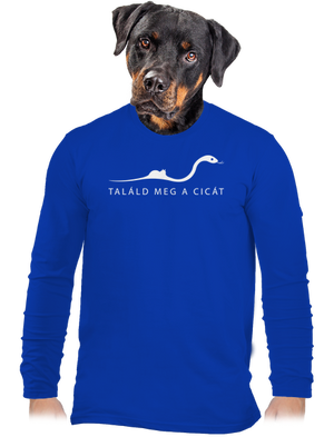 Találd meg a cicát férfi hosszú ujjú póló Royal Blue