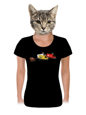 Mikulás rénszarvassal női póló Black