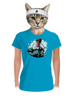 USB üzenet egy üvegben női sportpóló Blue Atol