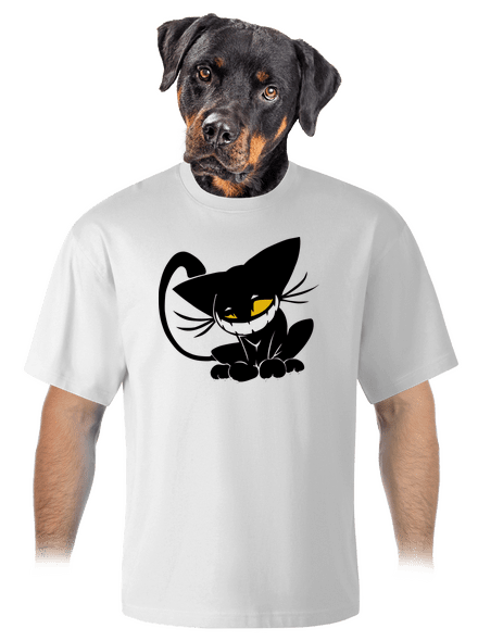 Evil cat unisex túlméretezett póló White