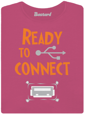 USB csatlakozás prémium női póló Magenta