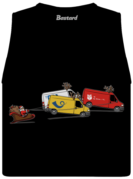 Mikulás rénszarvassal női bővített trikó Black