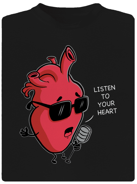 Listen to your heart férfi sportpóló Black
