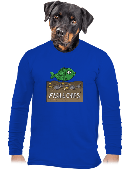 Fish and IT chips férfi hosszú ujjú póló Royal Blue