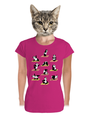 Panda jóga prémium női póló Magenta