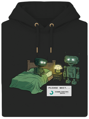 Robot romantika unisex prémium pulóver Dark Black