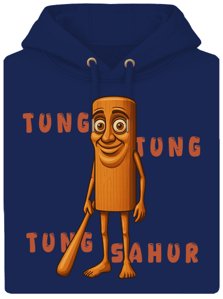 Tung Tung Tung Sahur – Italian Brainrot unisex prémium pulóver Navy
