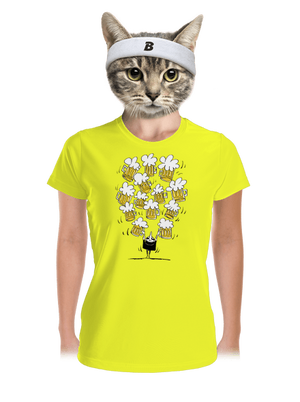 Boldog sörivó női sportpóló Neon Yellow