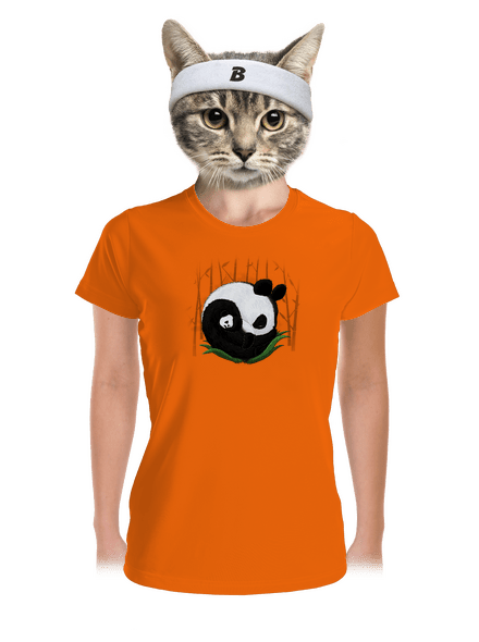 Két alvó panda női sportpóló Neon Orange