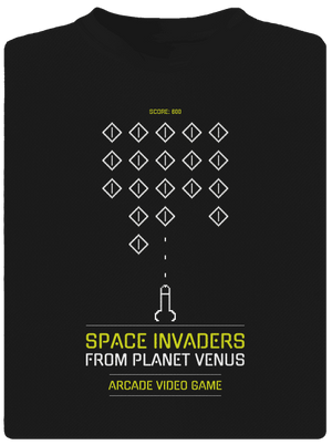 Space Invaders férfi sportpóló Black