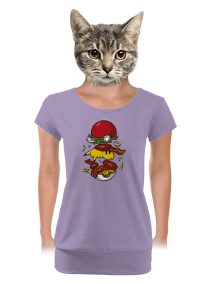 Pokémon burger női póló elasztikus alsó szegéllyel Lavender