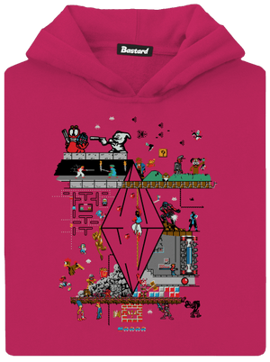 Veretés gyerek kenguruzsebes pulóver Hot Pink