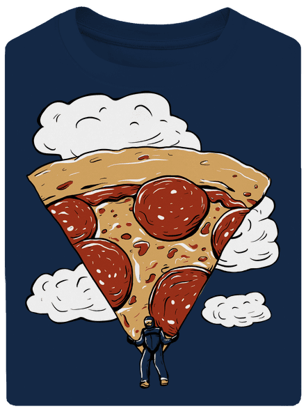 Pizza ejtőernyős unisex túlméretezett póló Midnight Blue