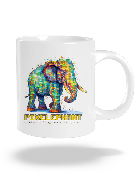 Pixelephant nagy bögre White