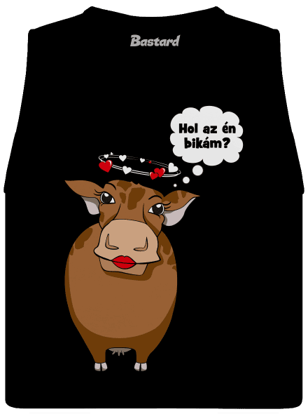 Tehén és bika női bővített trikó Black