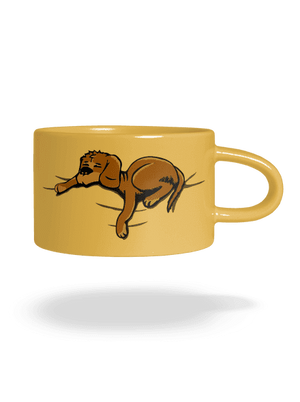 Alvó kutya macaron bögre Yellow Macaron