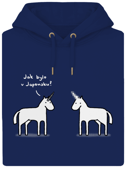 Pornókürt unisex prémium pulóver Navy
