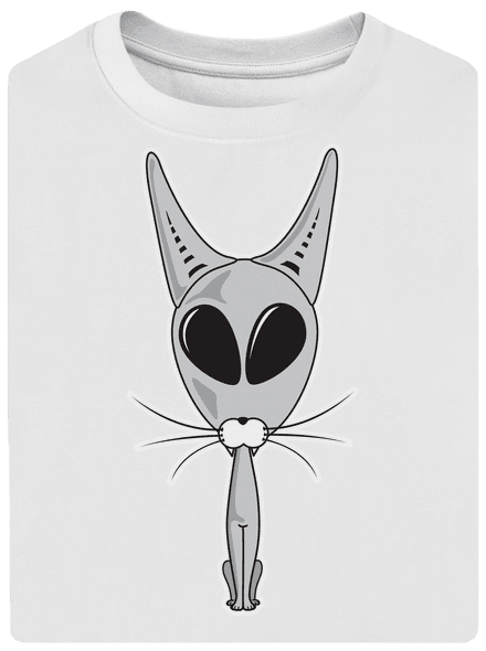 UFO cat unisex túlméretezett póló White