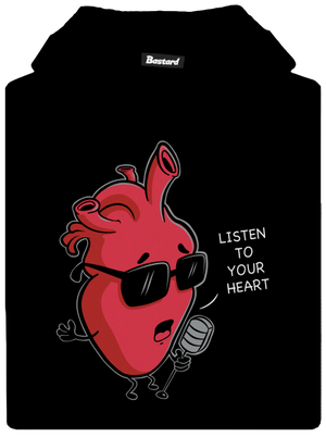 Listen to your heart gyerek kenguruzsebes pulóver Black