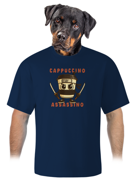 Cappuccino Assasino – Italian Brainrot unisex túlméretezett póló Midnight Blue