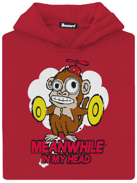 Monkey in my head gyerek kenguruzsebes pulóver Fire Red