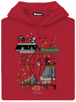 Veretés gyerek kenguruzsebes pulóver Fire Red