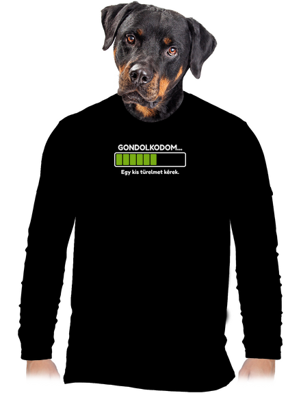 Gondolkodom férfi hosszú ujjú póló Black