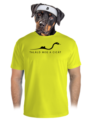 Találd meg a cicát férfi sportpóló Neon Yellow