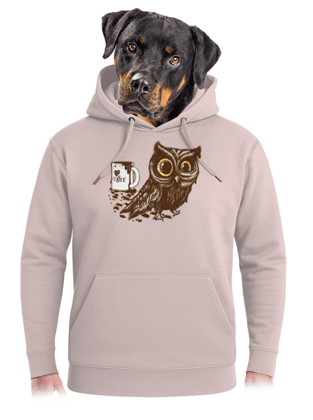 Koffeinfüggő bagoly unisex prémium pulóver Rose Chalk