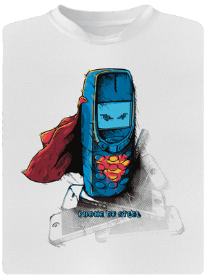 Mobiltelefon acélból gyerek sport póló White