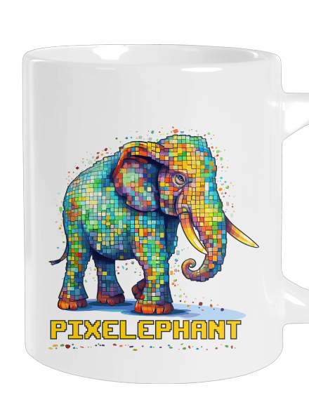 Pixelephant nagy bögre White