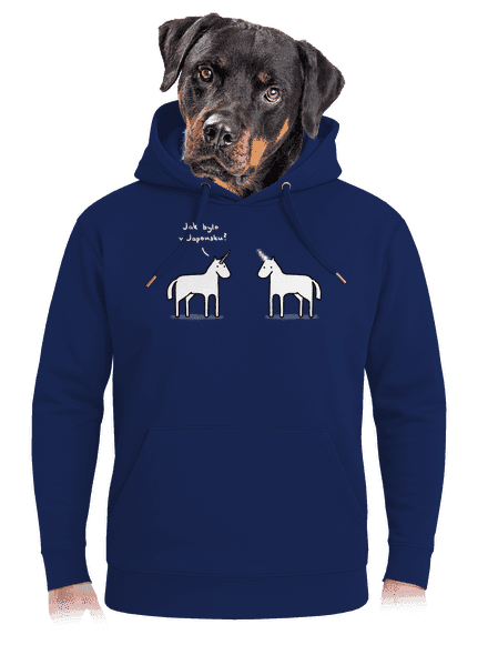 Pornókürt unisex prémium pulóver Navy