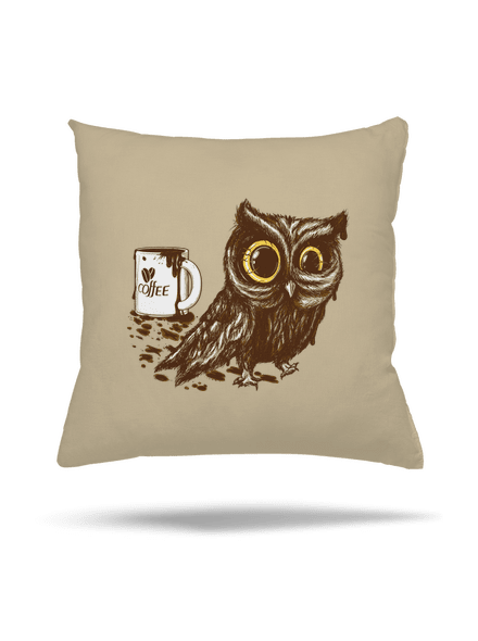 Koffeinfüggő bagoly párna Beige
