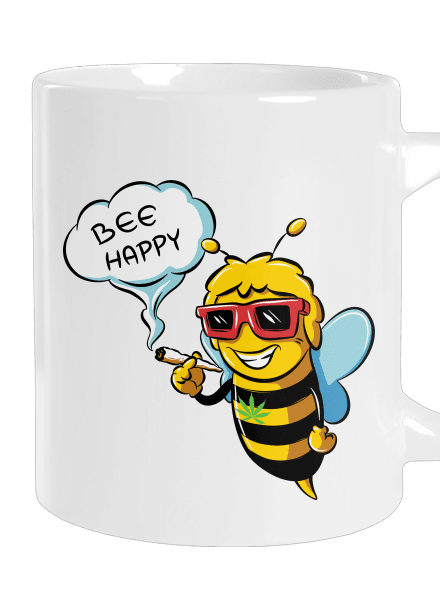 Bee happy nagy bögre White