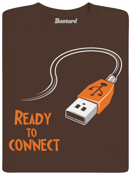 USB csatlakozás férfi póló Brown