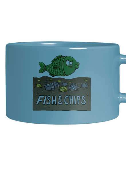 Fish and IT chips macaron bögre Blue Macaron